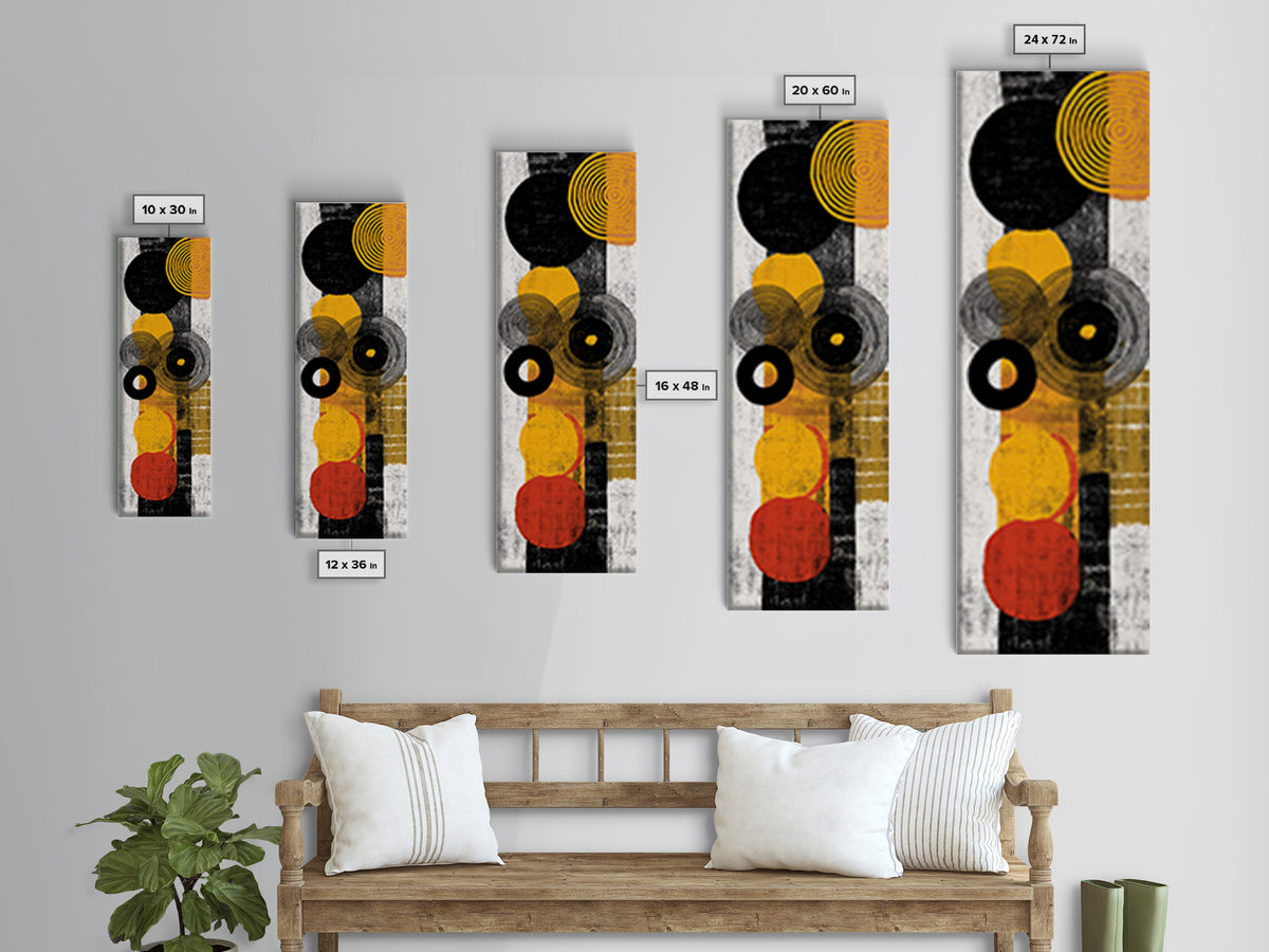 Black Gold And Orange Abstract Circles Canvas Print, Geometric African Inspired Wall Decor, Modern Boho Office Home Decor Gift