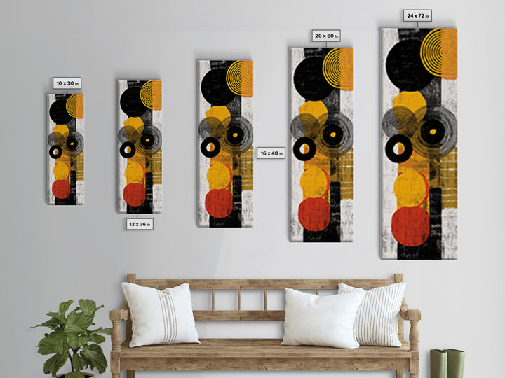 Black Gold And Orange Abstract Circles Canvas Print, Geometric African Inspired Wall Decor, Modern Boho Office Home Decor Gift