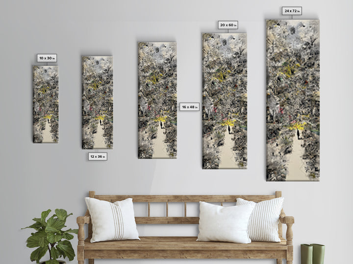 Dreamy Abstract City Ruins Wall Art, Gray Yellow Urban Landscape, Contemporary Canvas Print, Statement Office Decor Gift