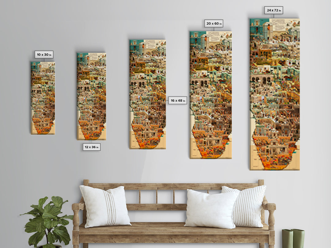 Ancient Egyptian City Collage Wall Art, African Culture Art Print, Historic Temple Poster, Travel Inspired Home Decor, Gallery Art