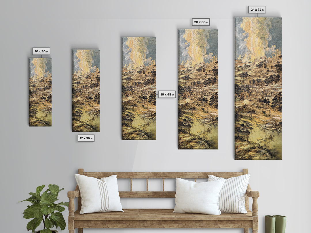 Ochre Abstract River City Wall Art, Modern African Art, Textured Skyline Painting, Large Canvas Wall Decor For Office Art