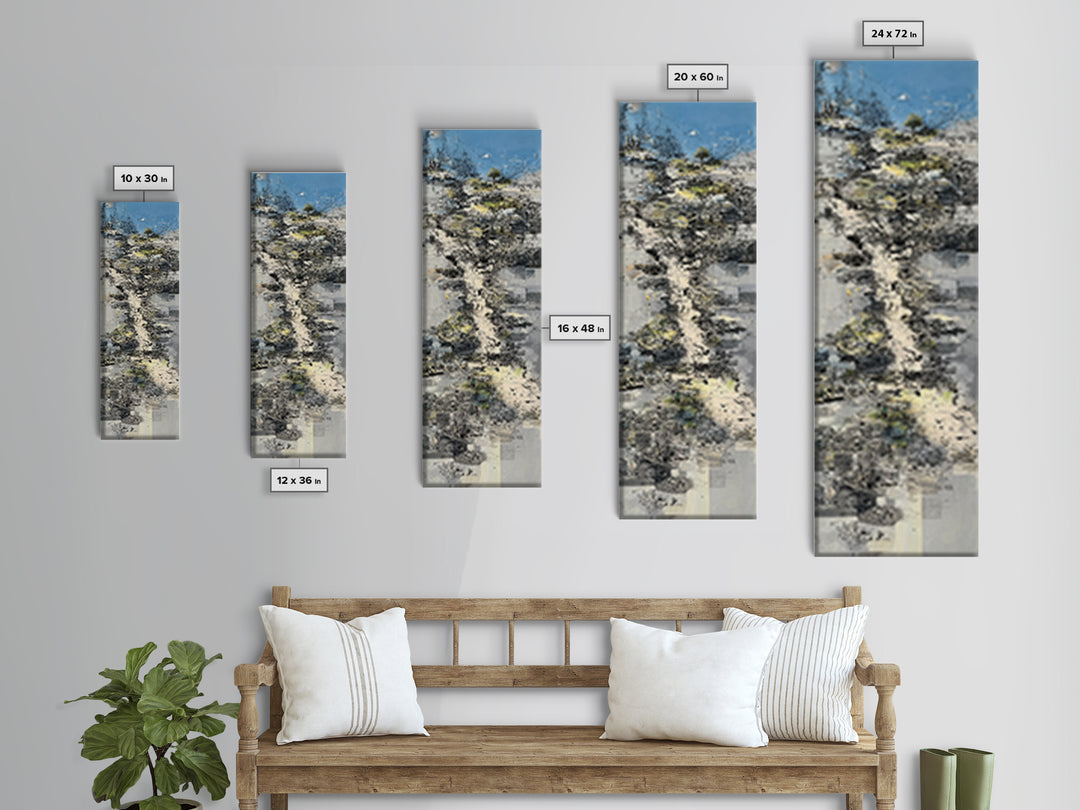 Blue Gray Abstract Pathway Canvas Print, Modern Landscape Wall Art, Textured Art Print, Minimalist Office Decor, Home Decor