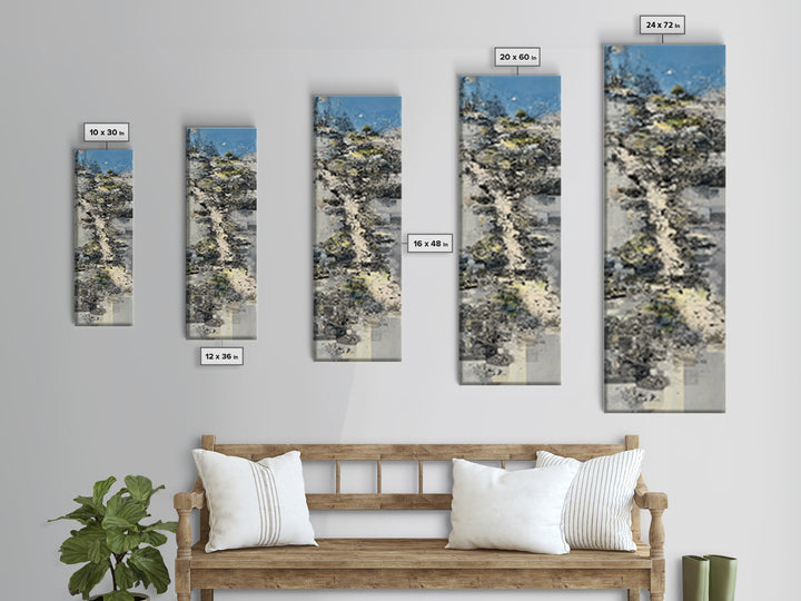 Blue Gray Abstract Pathway Canvas Print, Modern Landscape Wall Art, Textured Art Print, Minimalist Office Decor, Home Decor