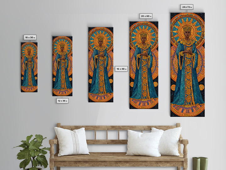 Regal African Queen With Golden Halo Wall Art, Afrocentric Goddess Portrait, Black Woman Canvas, Luxury Cultural Decor Gift