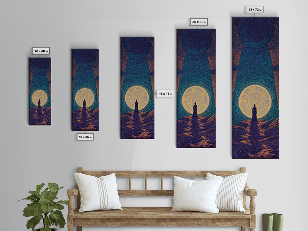 Mystic African Woman Before Glowing Sun Wall Art, Spiritual Cave Portal, Afrocentric Landscape, Dreamy Black Culture Decor