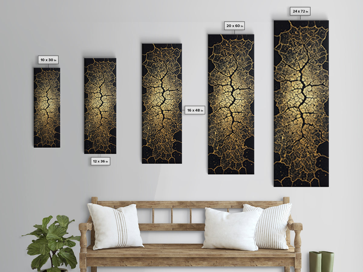 Gold Cracked Leaf Pattern Framed Canvas Print, Abstract African Wall Art, Black Gold Texture, Luxury Modern Home Decor Gift