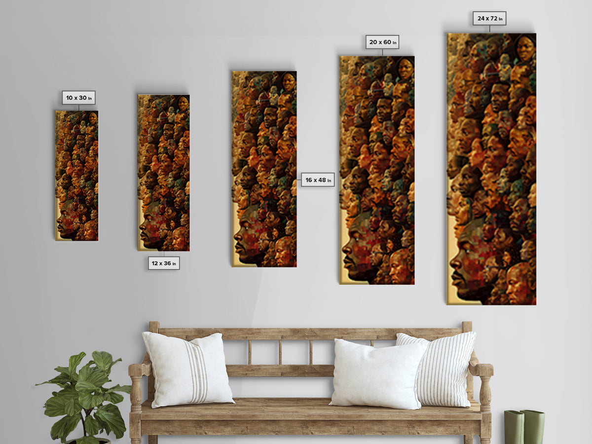 Panoramic Black Faces Collage With African Profiles Wall Art, African American Art Print, Afrocentric Black Culture Decor