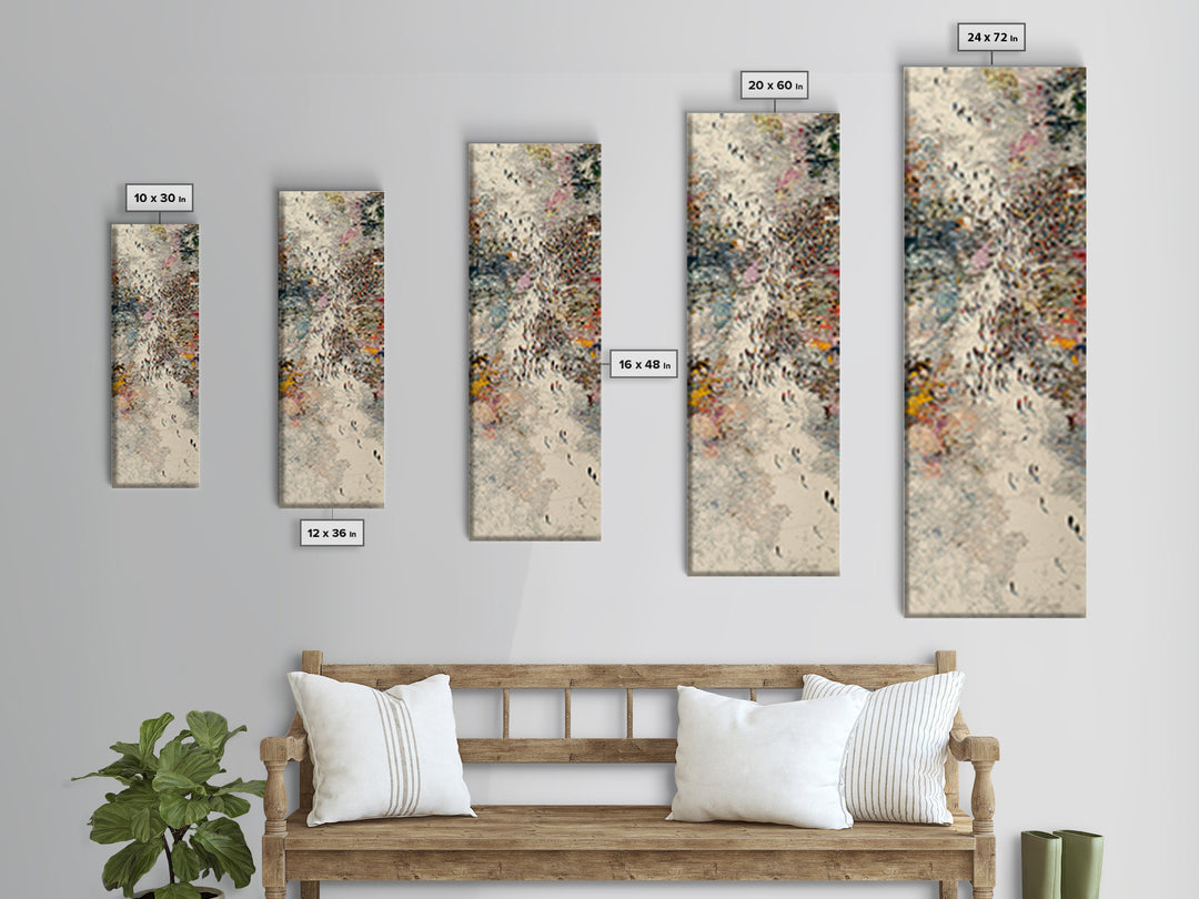 Abstract Crowd River Scene With Tiny Figures Wall Art, Modern African Art Print, Textured City Movement Home Decor Gift Idea