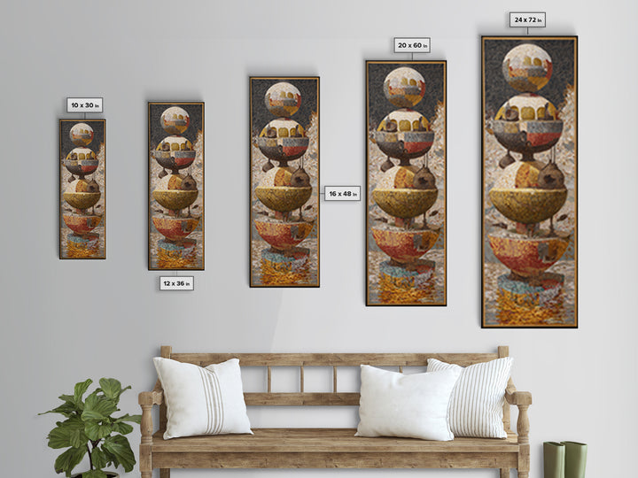 Stacked Textured Earth Tone Spheres Framed Canvas Print, African Abstract Wall Decor, Modern Geometric Art, Luxury Home Gift
