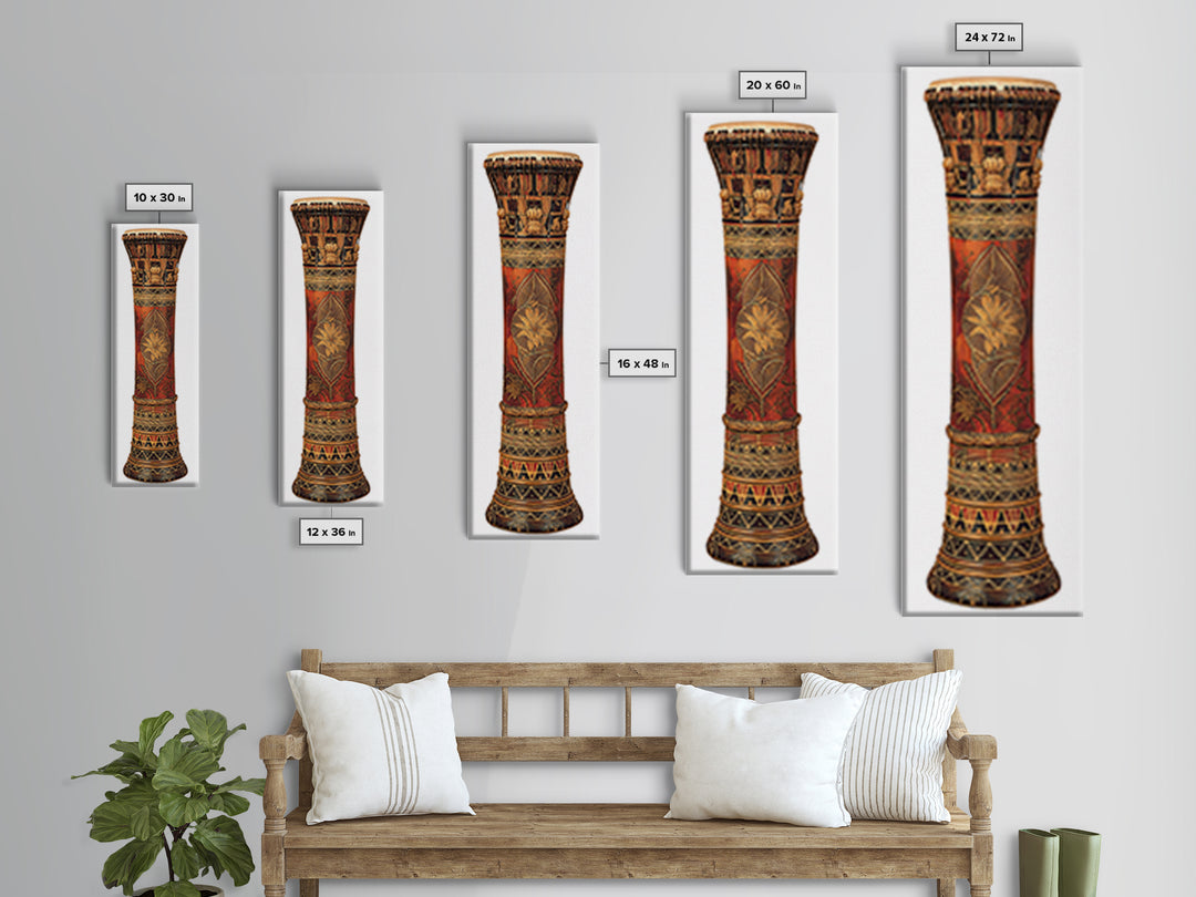 Carved African Djembe Drum Sculpture In Warm Wood Tones Wall Art, Tribal Decor, African Inspired Home Decor Gift For Him