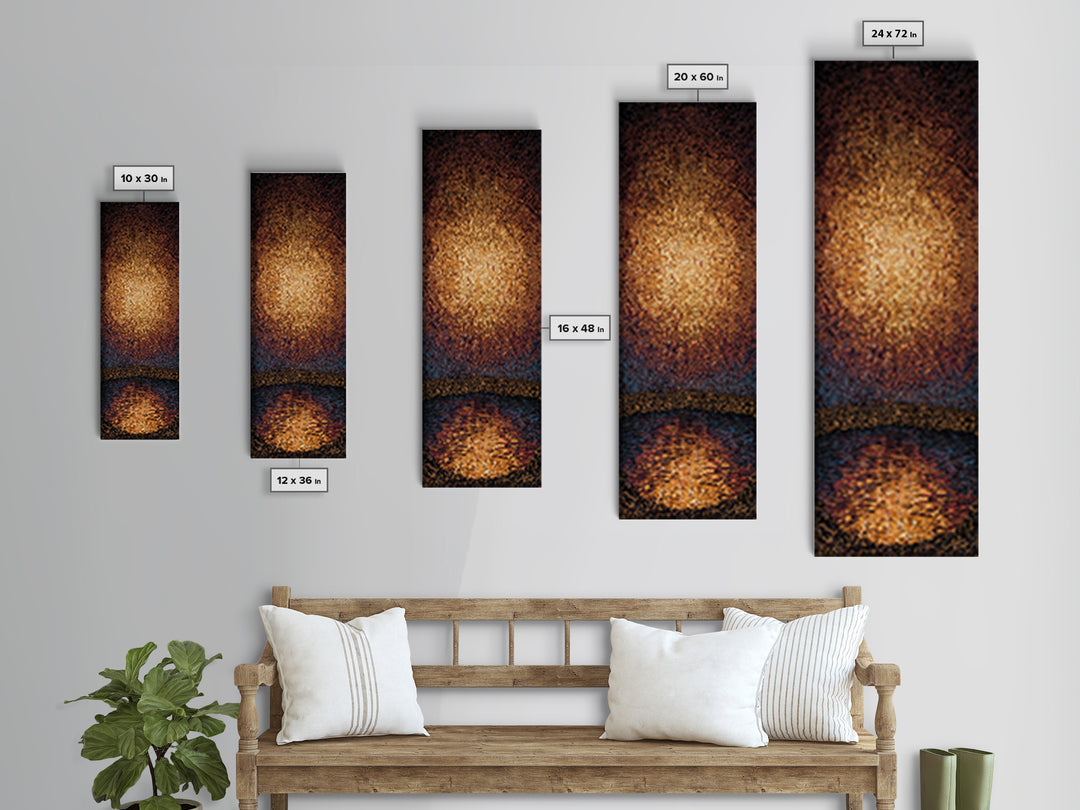 Radiant Golden Pear Light Over Water Wall Art, African Inspired Abstract Painting, Dreamy Wall Decor, Luxury Canvas Gift