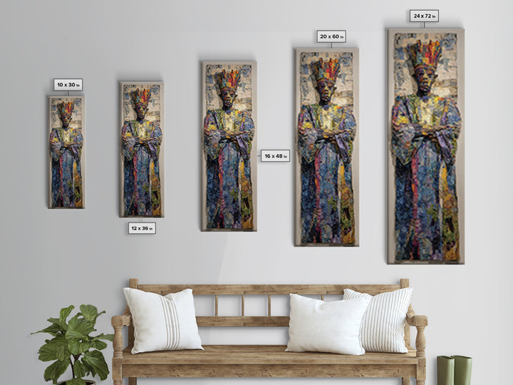 Regal Crowned African King Framed Canvas Print, Royal African Portrait, Cultural Wall Decor, Black History Art Gift For Home