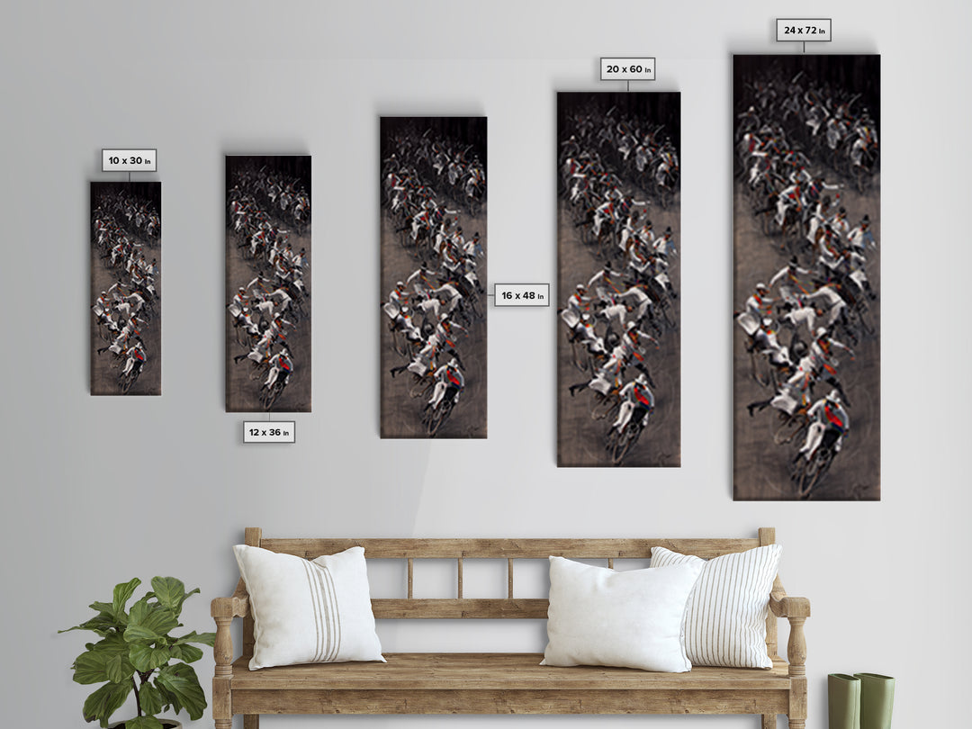 African Horseback Warriors Wall Art, Dynamic Tribal Riders Painting, African Warrior Art, Bold Cultural Canvas Decor Gift