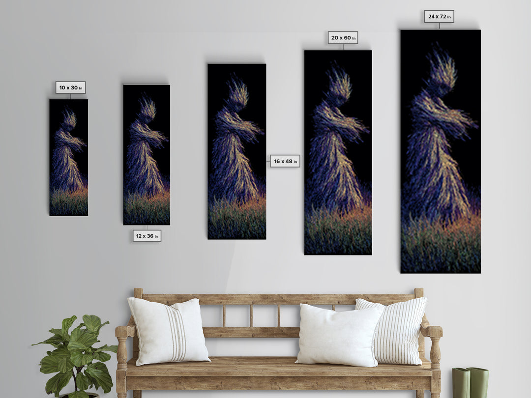 Mystical African Woman Wall Art, Abstract Particle Figure, Spiritual Afrocentric Decor, Elegant Black Goddess Canvas Print