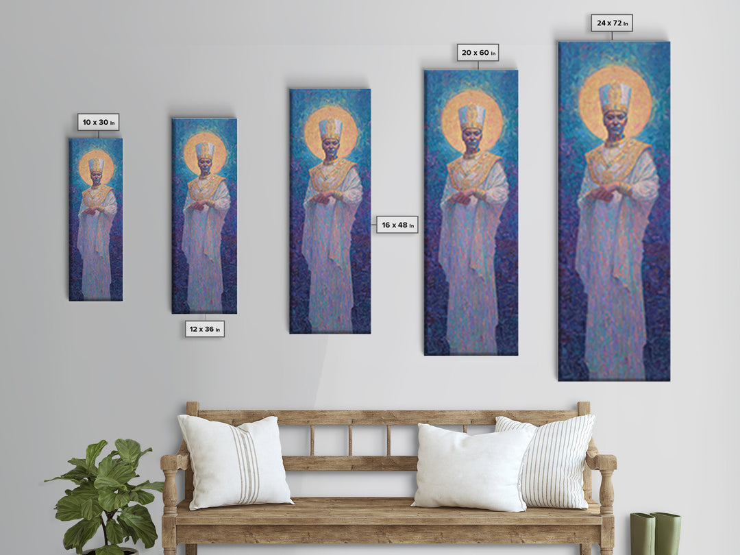 Haloed African King In White Robe Canvas Print, Afrocentric Wall Decor, Royal Portrait, Spiritual Art, Elegant Home Decor