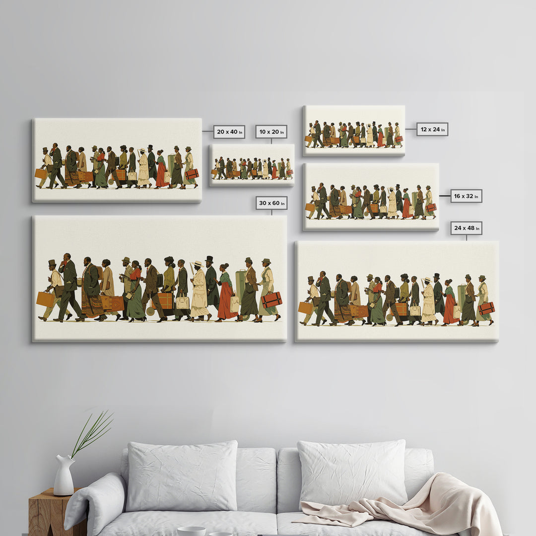 Elegant Black Travelers Procession Wall Art, African American Art, Black Culture Art Print, Heritage Portrait For Living Room