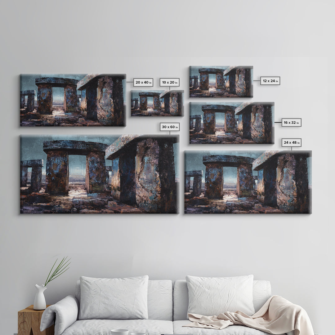 Moody Ancient Stone Circle Ruins Wall Art, African Inspired Landscape, Mystical Wall Decor, Rustic Home Decor, Gallery Art