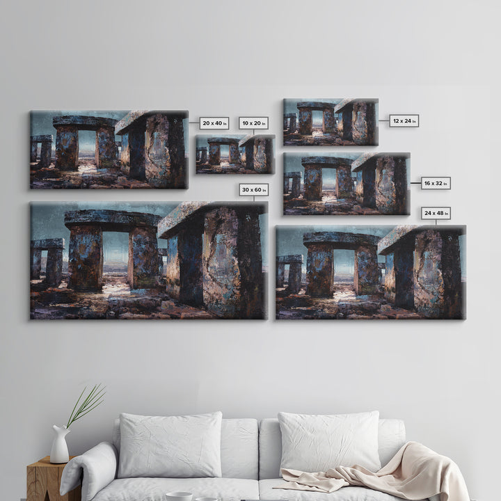 Moody Ancient Stone Circle Ruins Wall Art, African Inspired Landscape, Mystical Wall Decor, Rustic Home Decor, Gallery Art