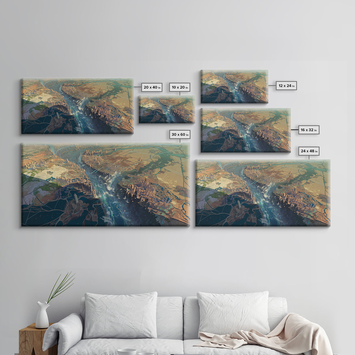 Futuristic African Rift City Landscape Wall Art, African Landscape, Contemporary Art, Large Wall Art, Statement Home Decor