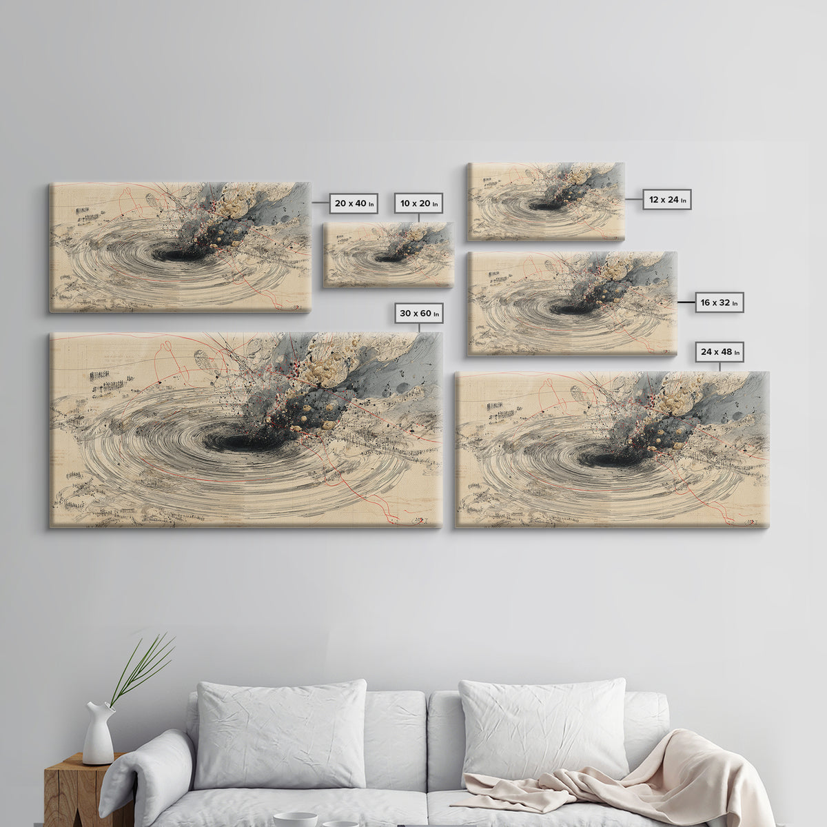 Beige Abstract Vortex Canvas Print, Modern Minimalist Wall Decor, Neutral Textured Art For Living Room Office Decor Gift