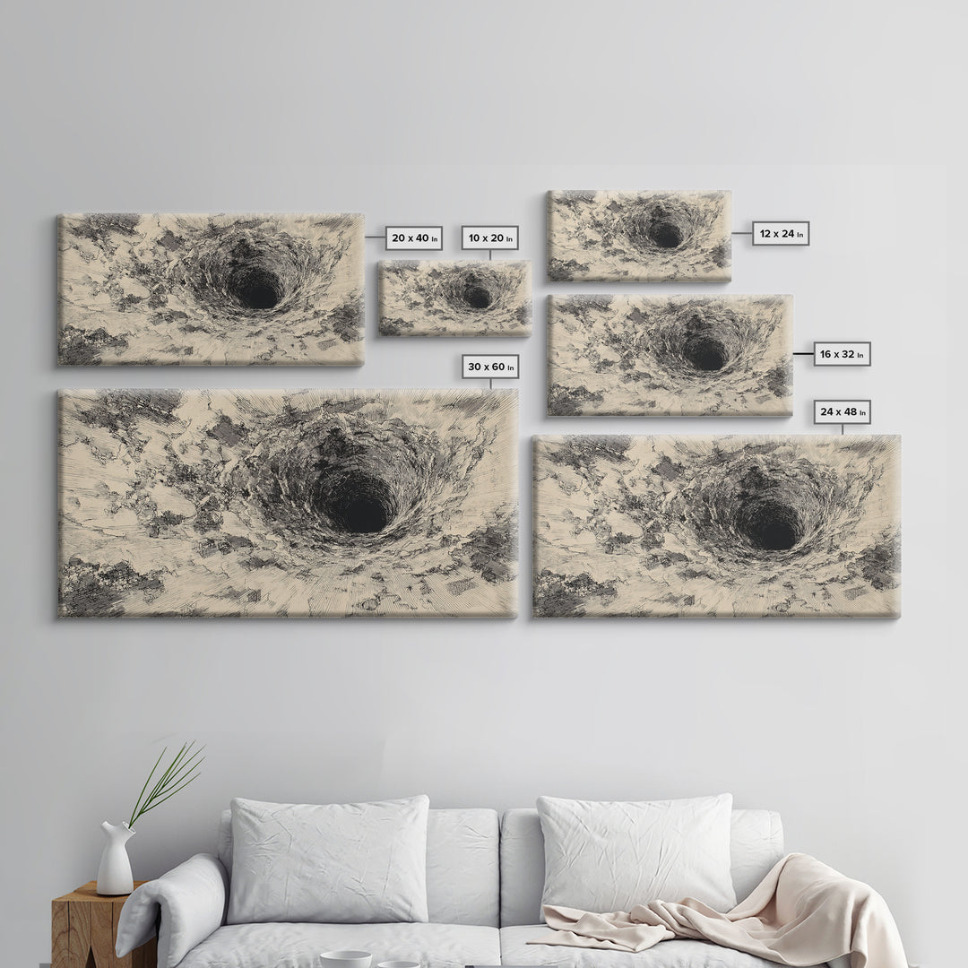 Black And Beige Abstract Vortex Wall Art, Minimalist Ink Texture, Modern Neutral Canvas Decor For Living Room Office Gift