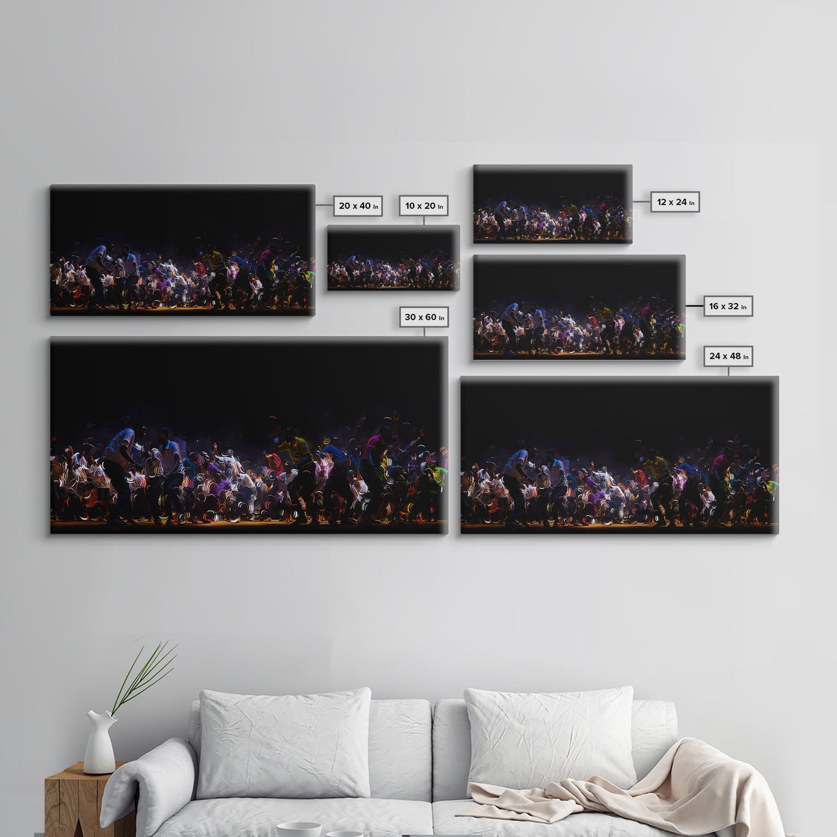 Night Festival African Dance Troupe Canvas Print, Dramatic Black Wall Art, Cultural Celebration Decor, Afrocentric Artwork