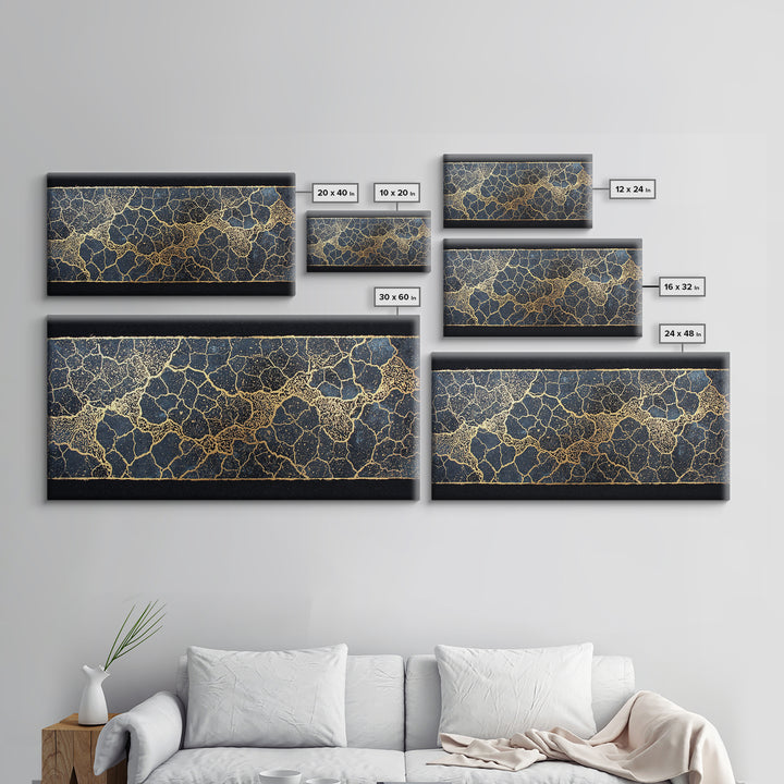 Black And Gold Crackle Abstract Wall Art, Luxury Geometric Texture Print, Modern African Inspired Decor For Elegant Homes