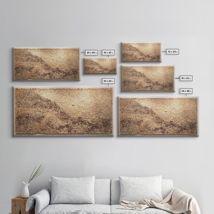 Cowrie Shell Mountain Wall Art, Textured African Landscape, Neutral Earth Tone Decor, Unique Home Decor, Boho Modern Canvas Print