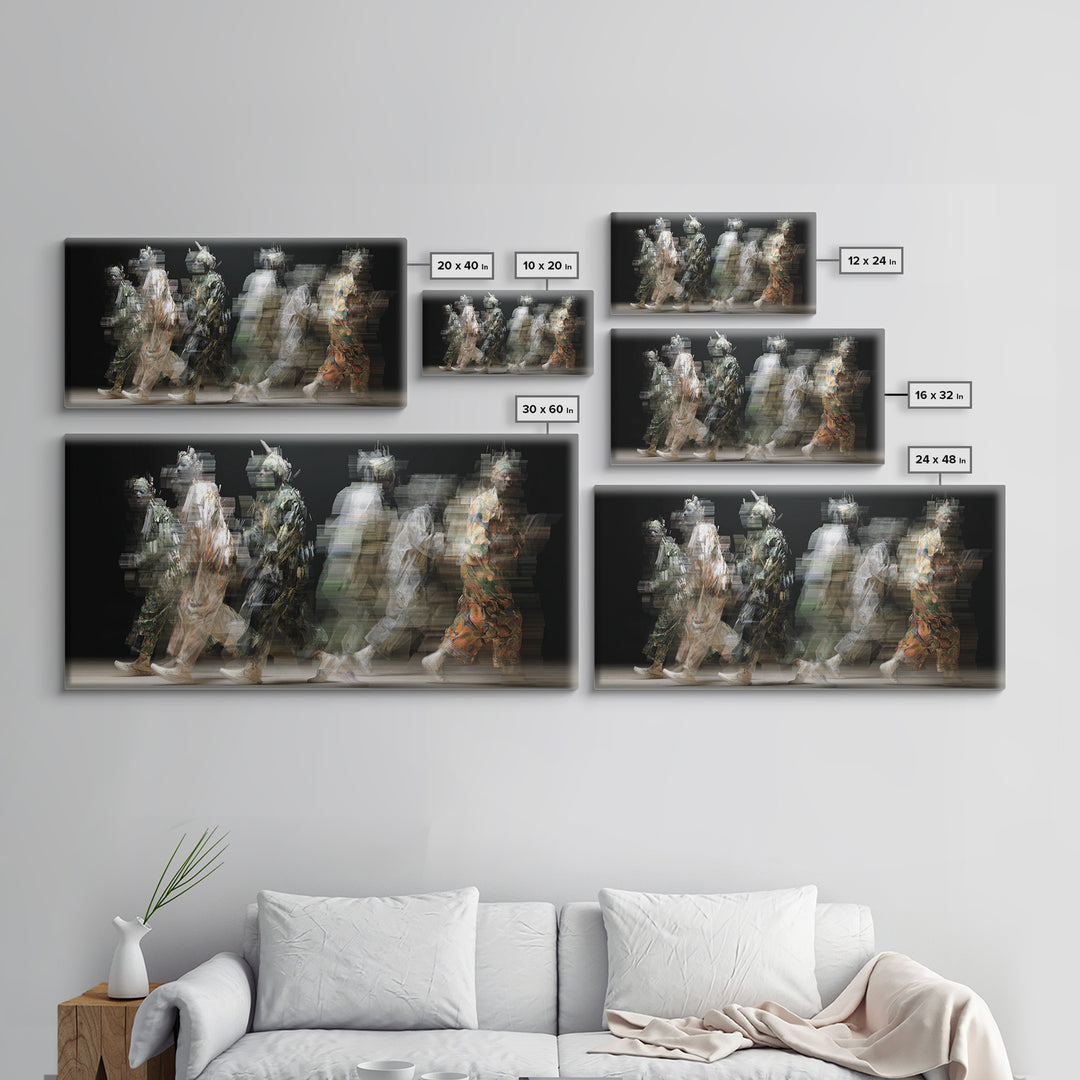 Ethereal African Masquerade Dancers Canvas Print, Abstract Tribal Art, Cultural Wall Decor, Modern Afrocentric Wall Art Decor