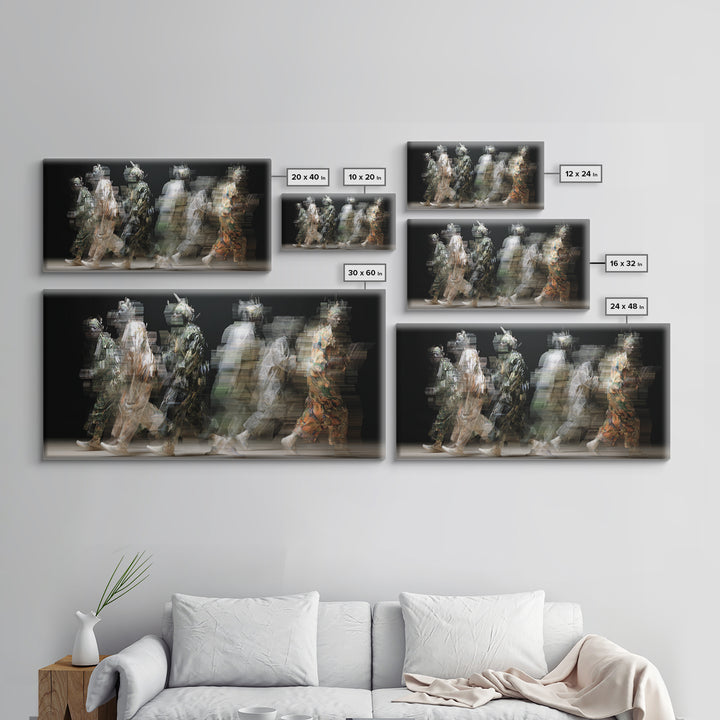 Ethereal African Masquerade Dancers Canvas Print, Abstract Tribal Art, Cultural Wall Decor, Modern Afrocentric Wall Art Decor