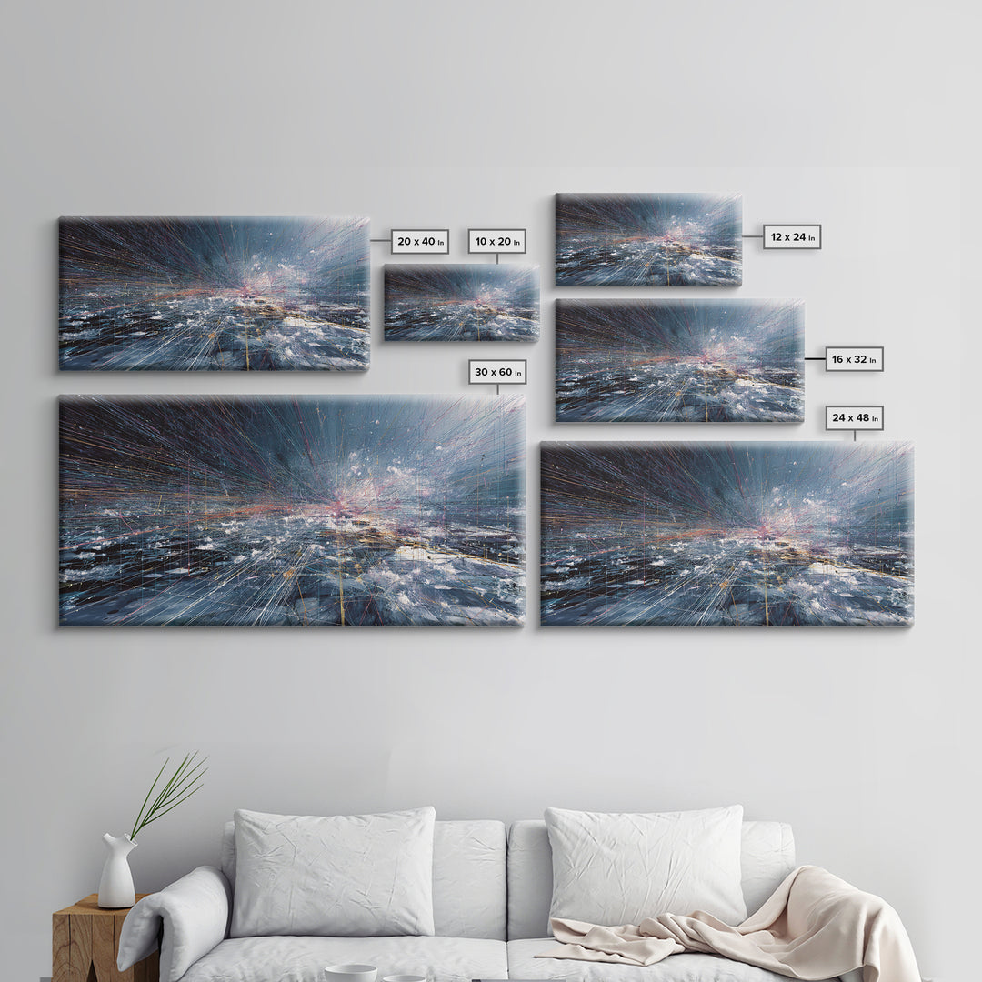 Blue Storm Abstract Ocean Horizon Canvas Print, Contemporary Wall Art, Modern Canvas Art, Bedroom Wall Decor, Ready To Hang Art