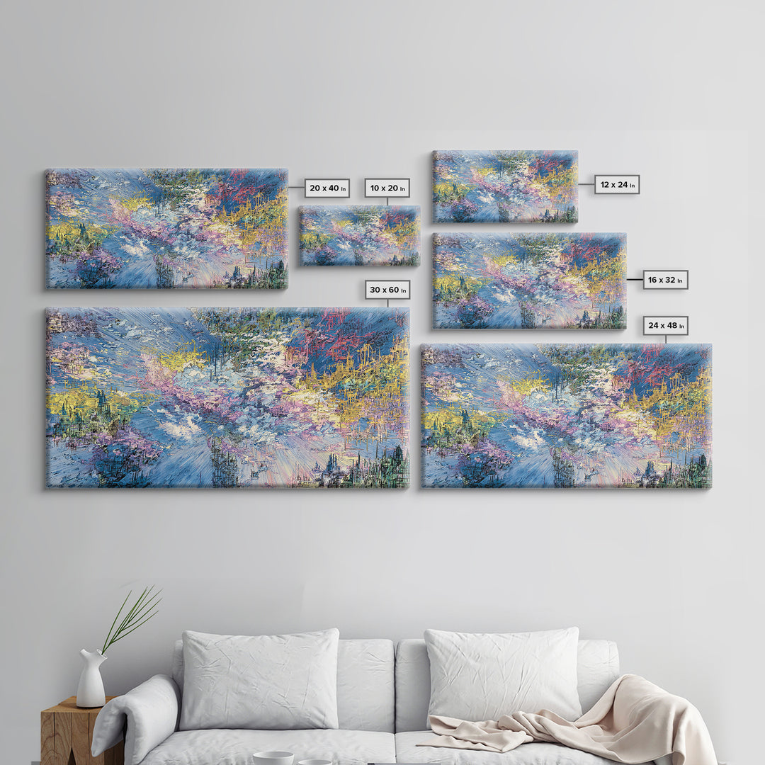 Dreamy Blue Pink Abstract Landscape Wall Art, Modern Canvas Print, Textured Art Print, Soft Nature Home Decor Gift For Her