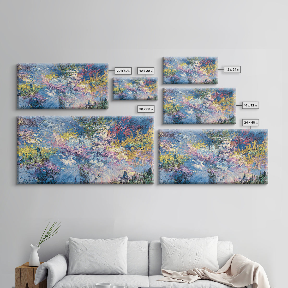 Dreamy Blue Pink Abstract Landscape Wall Art, Modern Canvas Print, Textured Art Print, Soft Nature Home Decor Gift For Her
