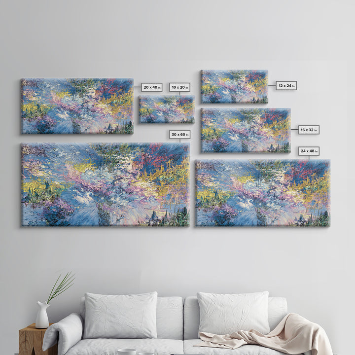 Dreamy Blue Pink Abstract Landscape Wall Art, Modern Canvas Print, Textured Art Print, Soft Nature Home Decor Gift For Her