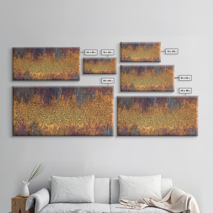Golden Ancient Script Abstract Wall Art, African Inspired Calligraphy, Earth Tone Texture, Luxury Canvas Home Decor Gift