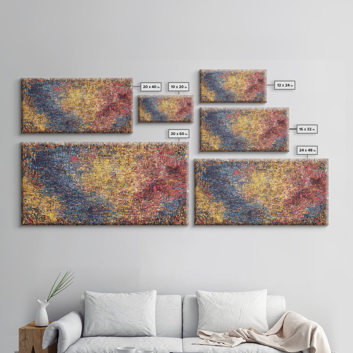 Abstract Crowd Mosaic Wall Art, Colorful African Art Abstract Canvas Print, Modern Textured Art, Statement Home Decor, Gift