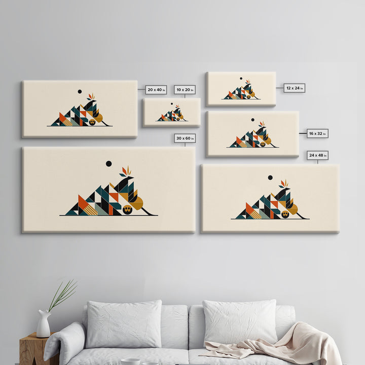 Minimalist Geometric Desert Symbols Wall Art, African Inspired Abstract Shapes, Terracotta Teal Decor, Modern Canvas Print