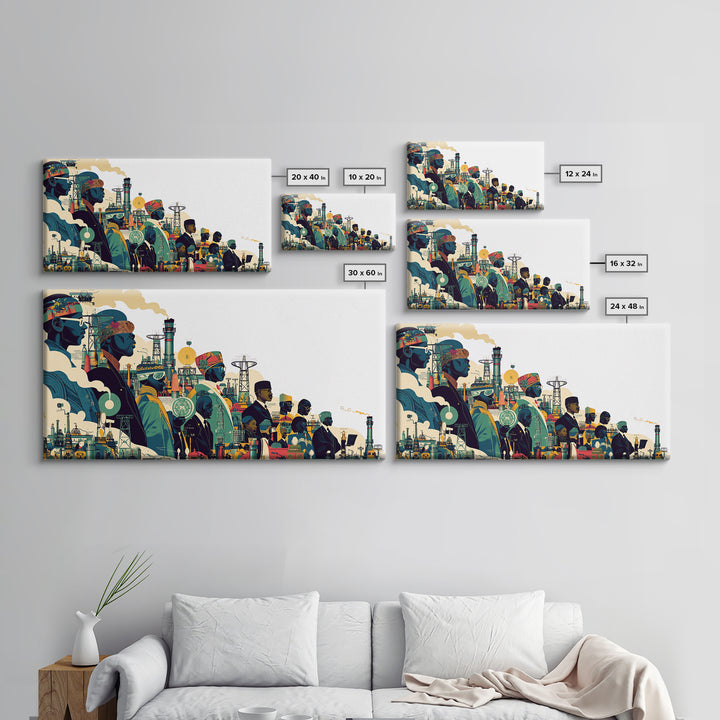 Afrofuturist African City Procession Wall Art, Black Culture Art, Modern African Art, Afrocentric Decor, Statement Canvas
