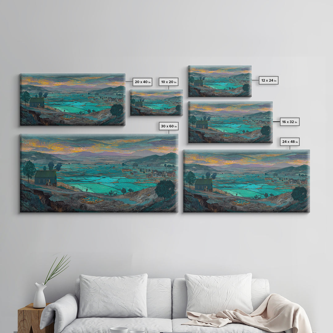 Turquoise African Valley Landscape Canvas Print, Serene Nature Scene Art, Africa Wall Decor, Large Living Room Painting Gift