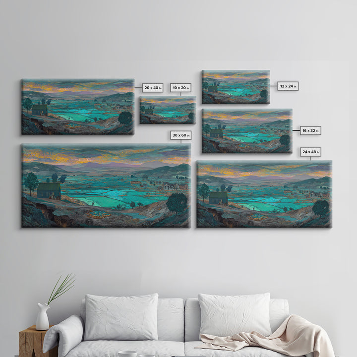 Turquoise African Valley Landscape Canvas Print, Serene Nature Scene Art, Africa Wall Decor, Large Living Room Painting Gift