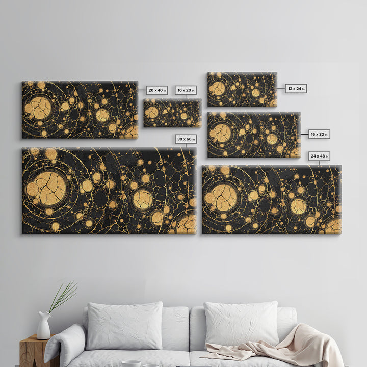 Black And Gold Abstract Circles Canvas Print, Luxury Modern African Art Decor, Geometric Wall Art, Statement Home Decor Gift