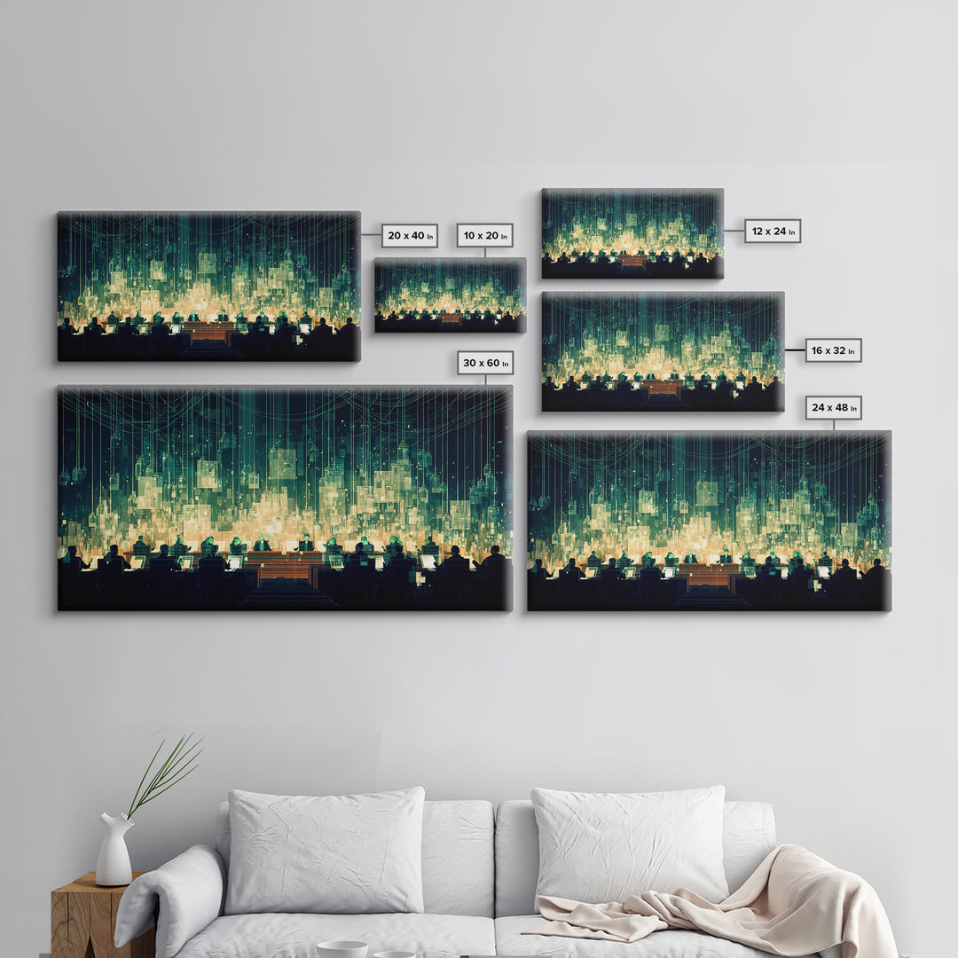 Futuristic Digital City Control Room Wall Art, Modern Canvas Art, Afrofuturism Decor, Tech Office Art, Statement Decor