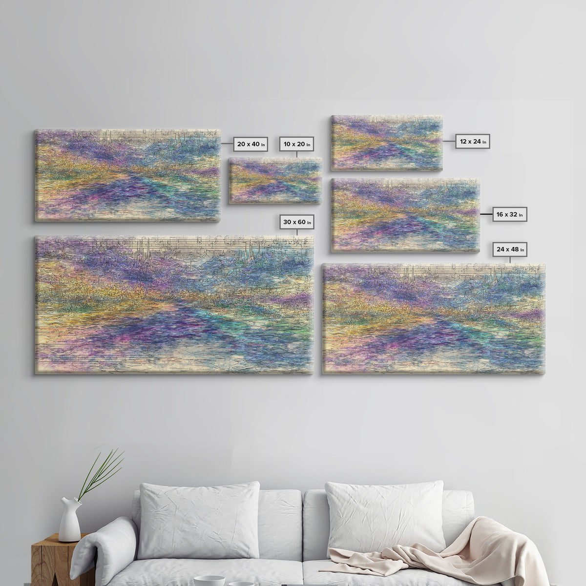 Pastel Abstract River Landscape Wall Art, Modern African Inspired Canvas Print, Dreamy Large Decor Art For Living Room Decor