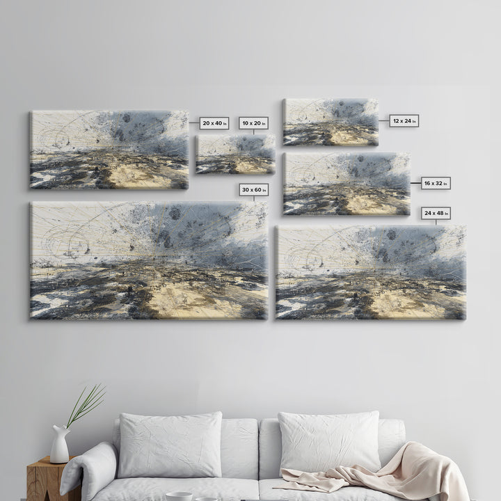 Storm Over African Landscape Wall Art, Abstract Canvas Print, Earth Tone Modern Art, Large Statement Living Room Office Decor