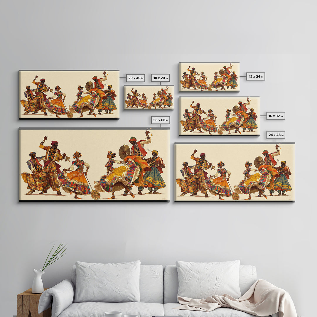 Joyful African Celebration Dancers Wall Art, Colorful Tribal Culture Print, Ankara Fabric Music Decor, Afrocentric Art Gift