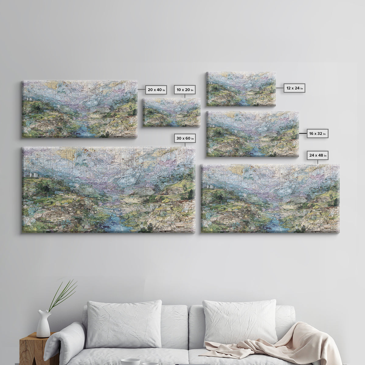 Large Abstract African Valley River Map Canvas Print, Earth Tone Landscape Wall Decor, Modern Textured Art For Living Room