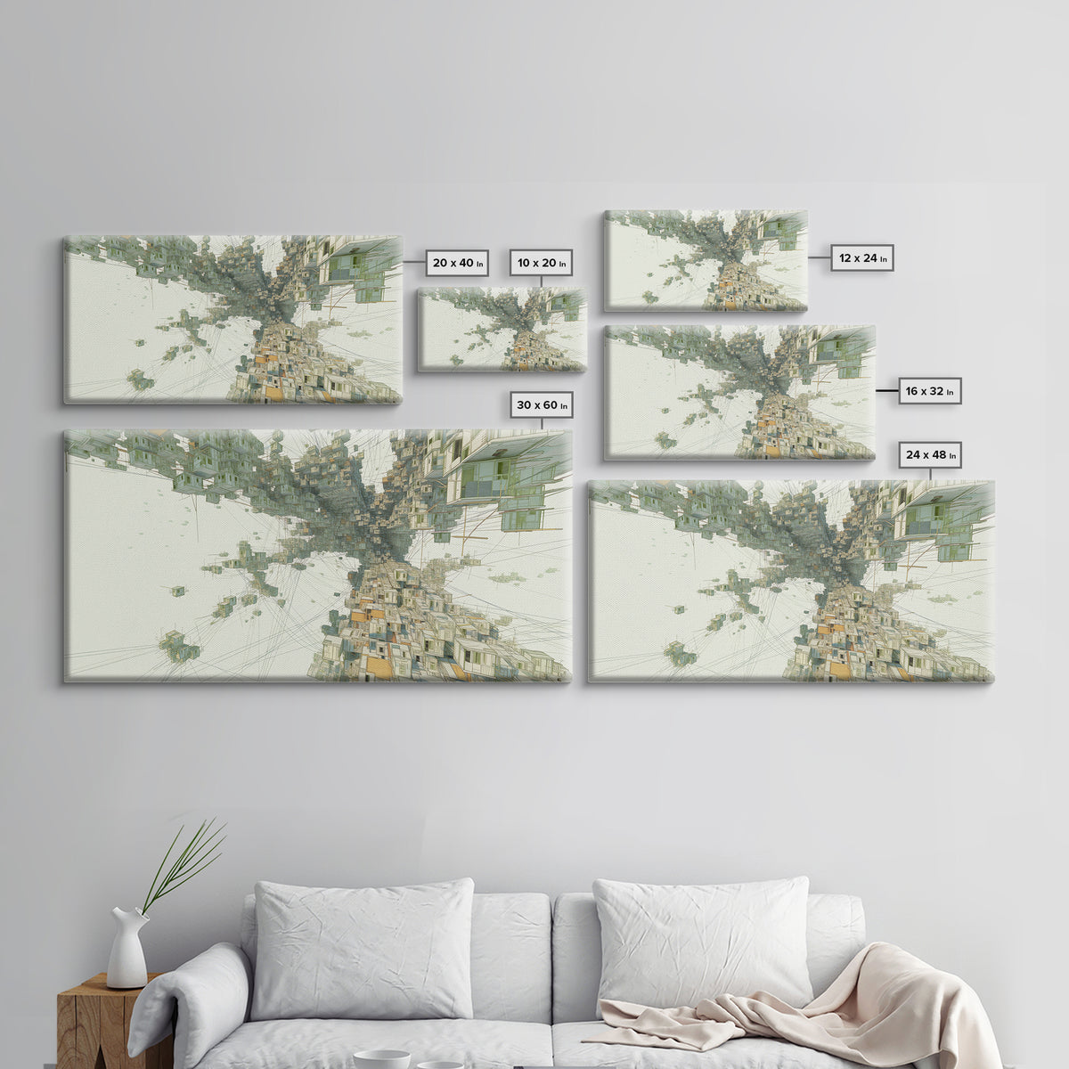 Upside Down Futuristic City Canvas Print, African Inspired Surreal Architecture, Modern Abstract Wall Decor, Office Art Gift