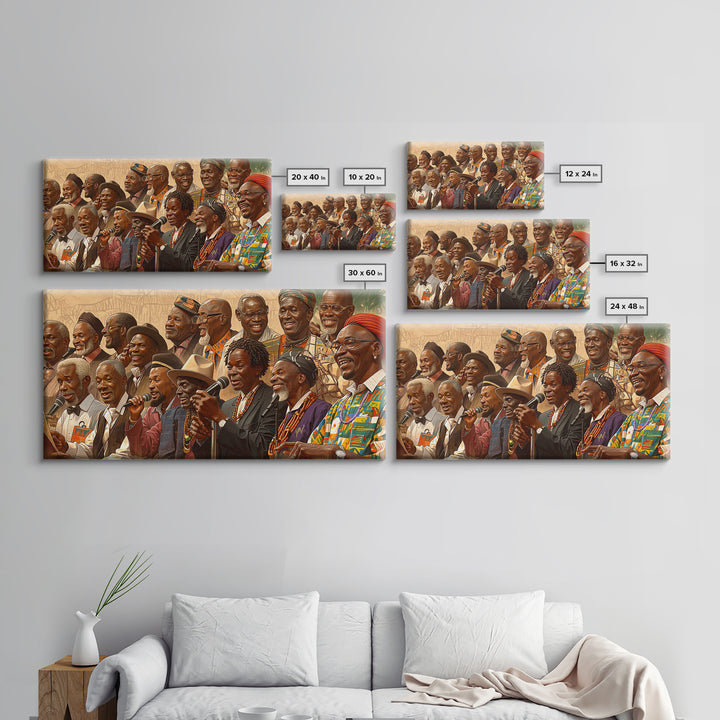 Joyful African Musicians And Elders Wall Art, Cultural Celebration Portrait, Afrocentric Canvas Decor, Black History Gift