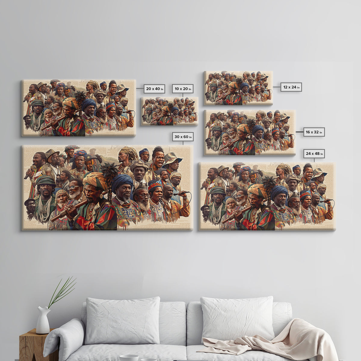 Vibrant African Elders And Musicians Canvas Print, Afrocentric Portrait Wall Decor, African Culture Art, Black Art Gift For Her