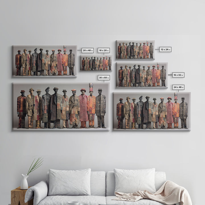 Abstract African Tribal Figures Framed Canvas Print, Textured Ethnic Wall Decor, Modern African Art, Cultural Home Decor